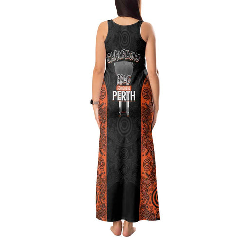 Cricket Australia Perth Champions 2026 Tank Maxi Dress Black Aboriginal Dot Art