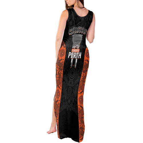 Cricket Australia Perth Champions 2026 Tank Maxi Dress Black Aboriginal Dot Art