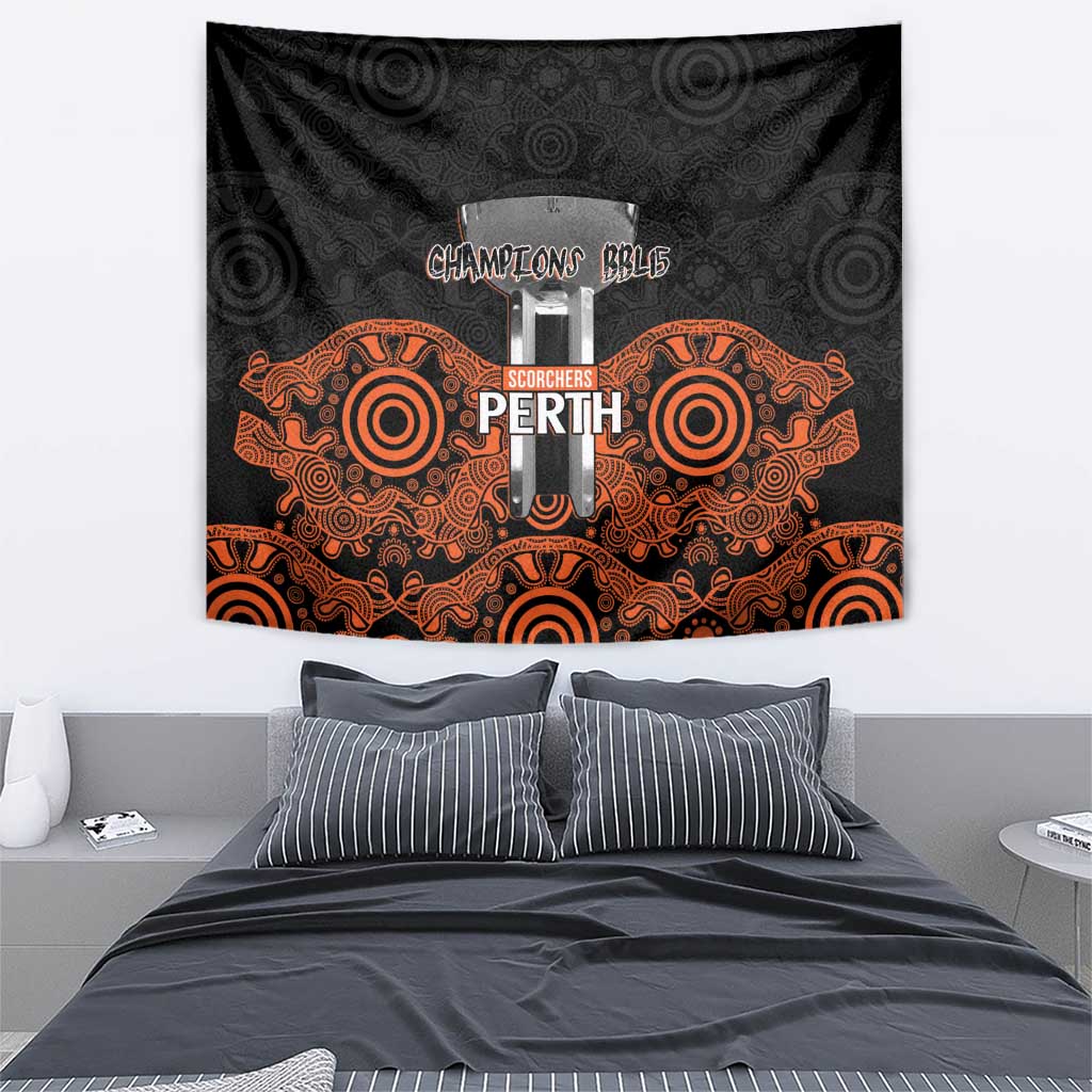 Cricket Australia Perth Champions 2026 Tapestry Black Aboriginal Dot Art