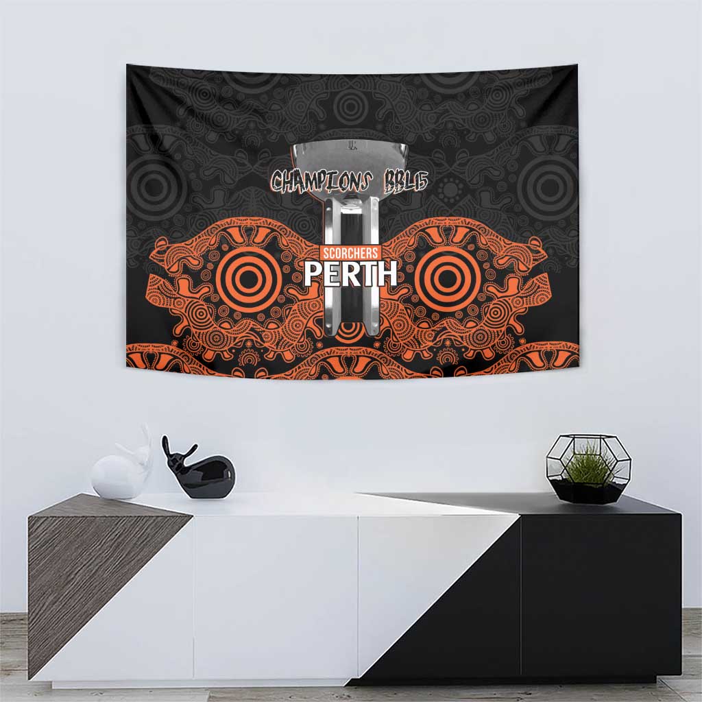 Cricket Australia Perth Champions 2026 Tapestry Black Aboriginal Dot Art