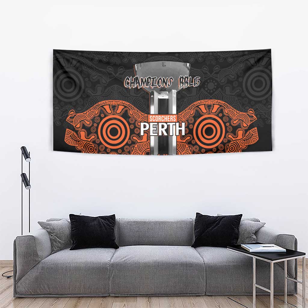 Cricket Australia Perth Champions 2026 Tapestry Black Aboriginal Dot Art
