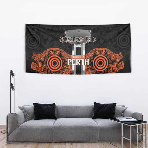 Cricket Australia Perth Champions 2026 Tapestry Black Aboriginal Dot Art