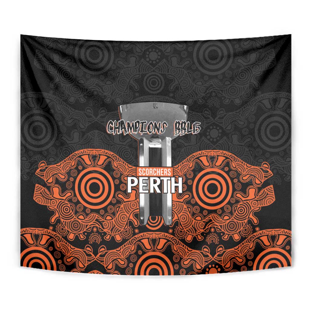 Cricket Australia Perth Champions 2026 Tapestry Black Aboriginal Dot Art