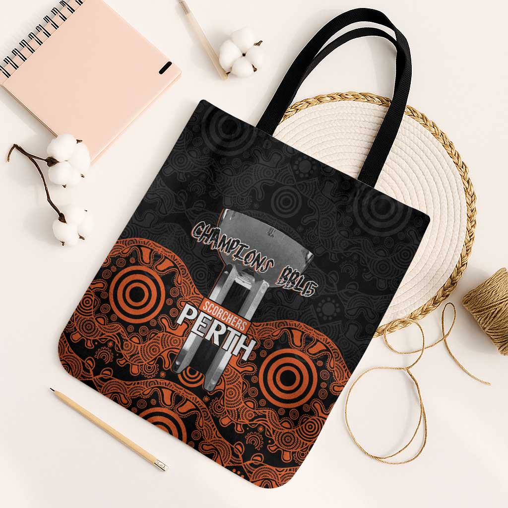 Cricket Australia Perth Champions 2026 Tote Bag Black Aboriginal Dot Art