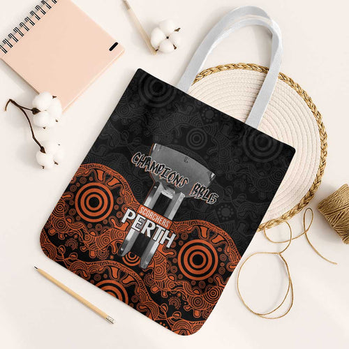 Cricket Australia Perth Champions 2026 Tote Bag Black Aboriginal Dot Art