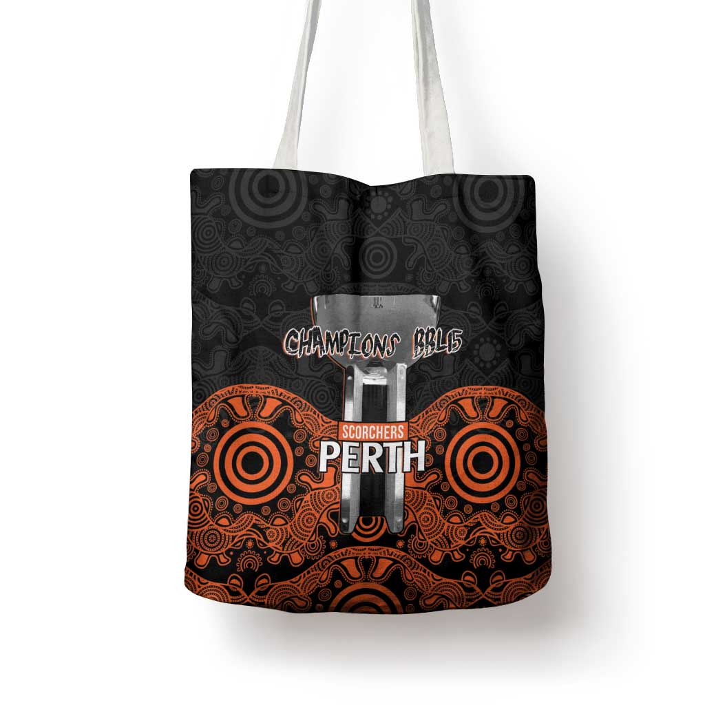 Cricket Australia Perth Champions 2026 Tote Bag Black Aboriginal Dot Art