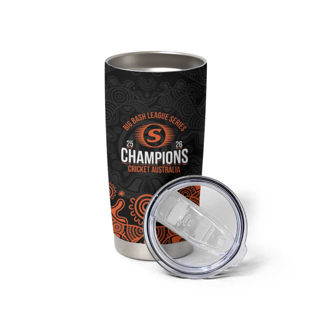 Cricket Australia Perth Champions 2026 Tumbler Cup Black Aboriginal Dot Art
