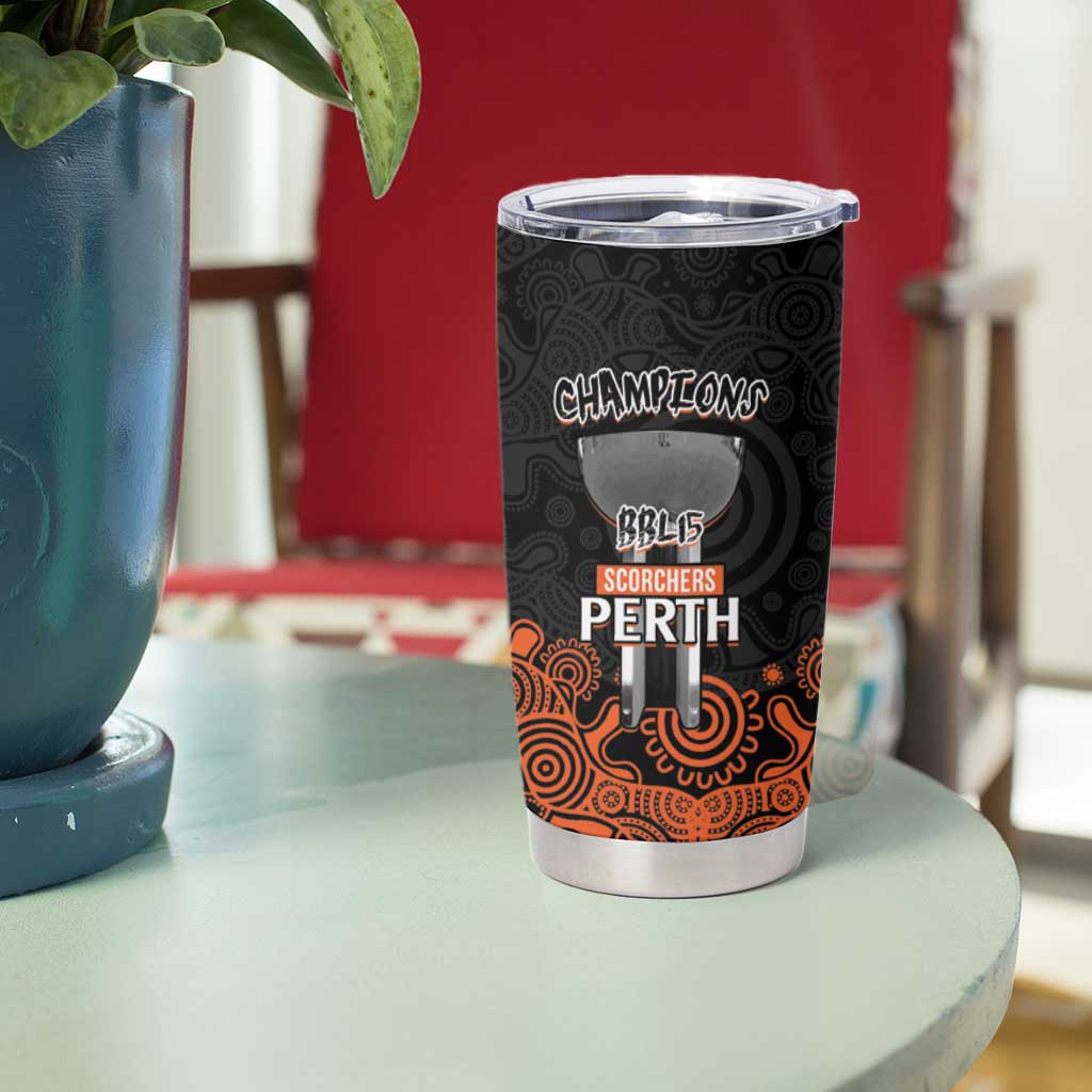 Cricket Australia Perth Champions 2026 Tumbler Cup Black Aboriginal Dot Art