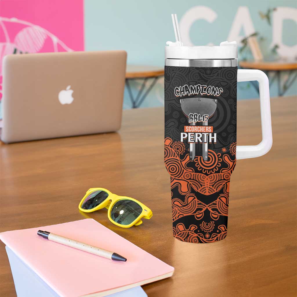 Cricket Australia Perth Champions 2026 Tumbler With Handle Black Aboriginal Dot Art