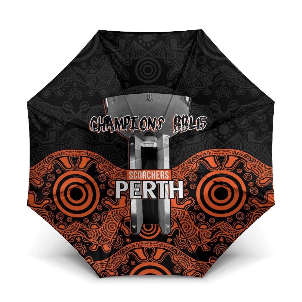 Cricket Australia Perth Champions 2026 Umbrella Black Aboriginal Dot Art