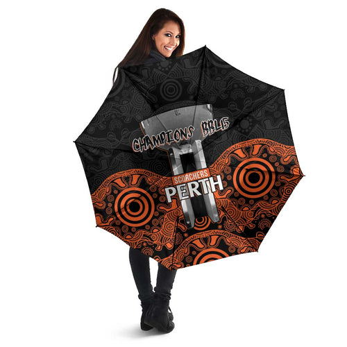 Cricket Australia Perth Champions 2026 Umbrella Black Aboriginal Dot Art