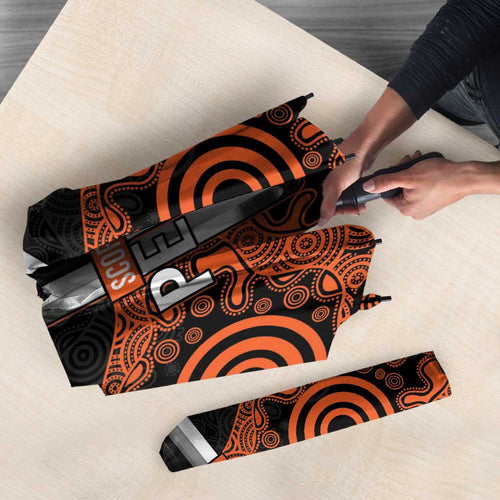 Cricket Australia Perth Champions 2026 Umbrella Black Aboriginal Dot Art