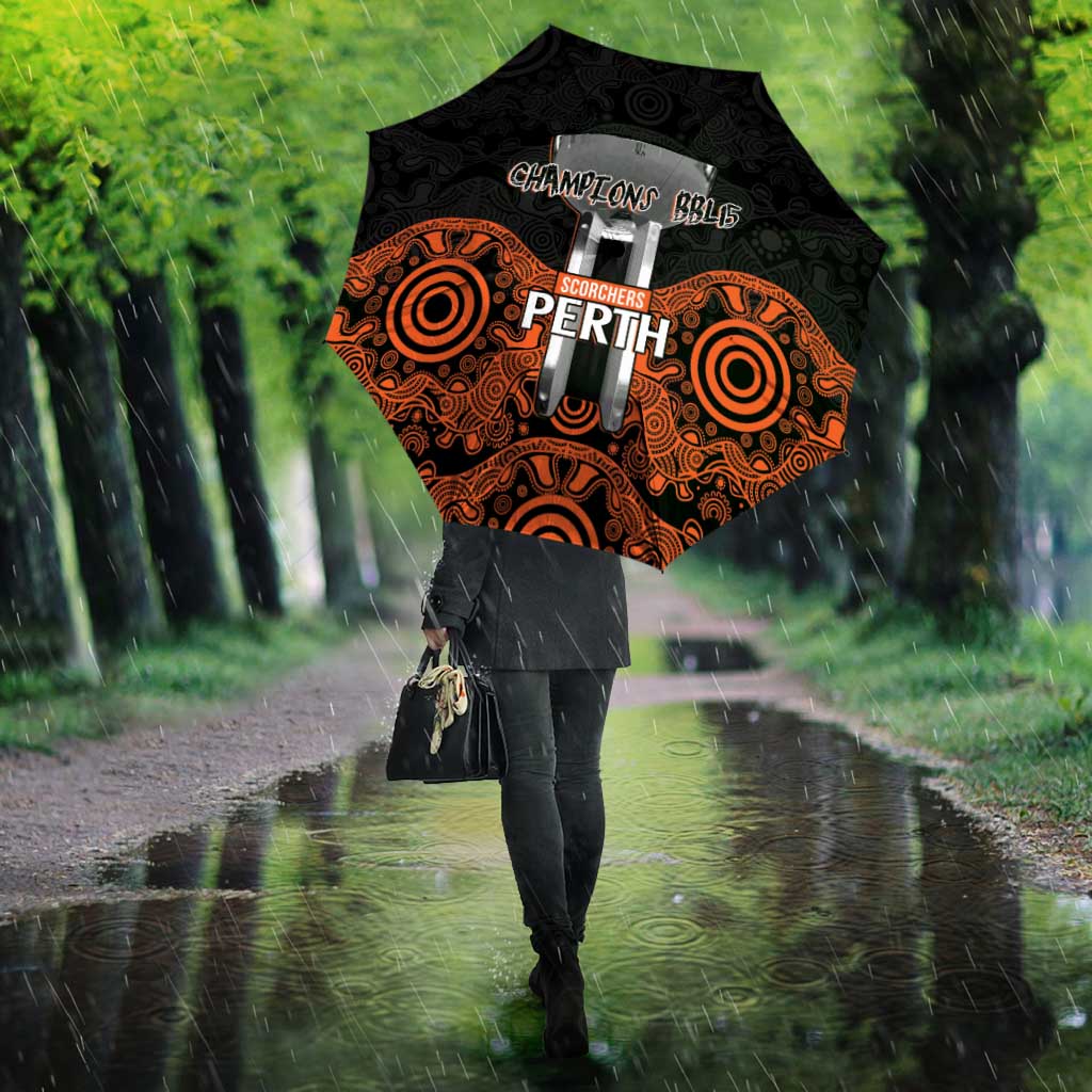 Cricket Australia Perth Champions 2026 Umbrella Black Aboriginal Dot Art