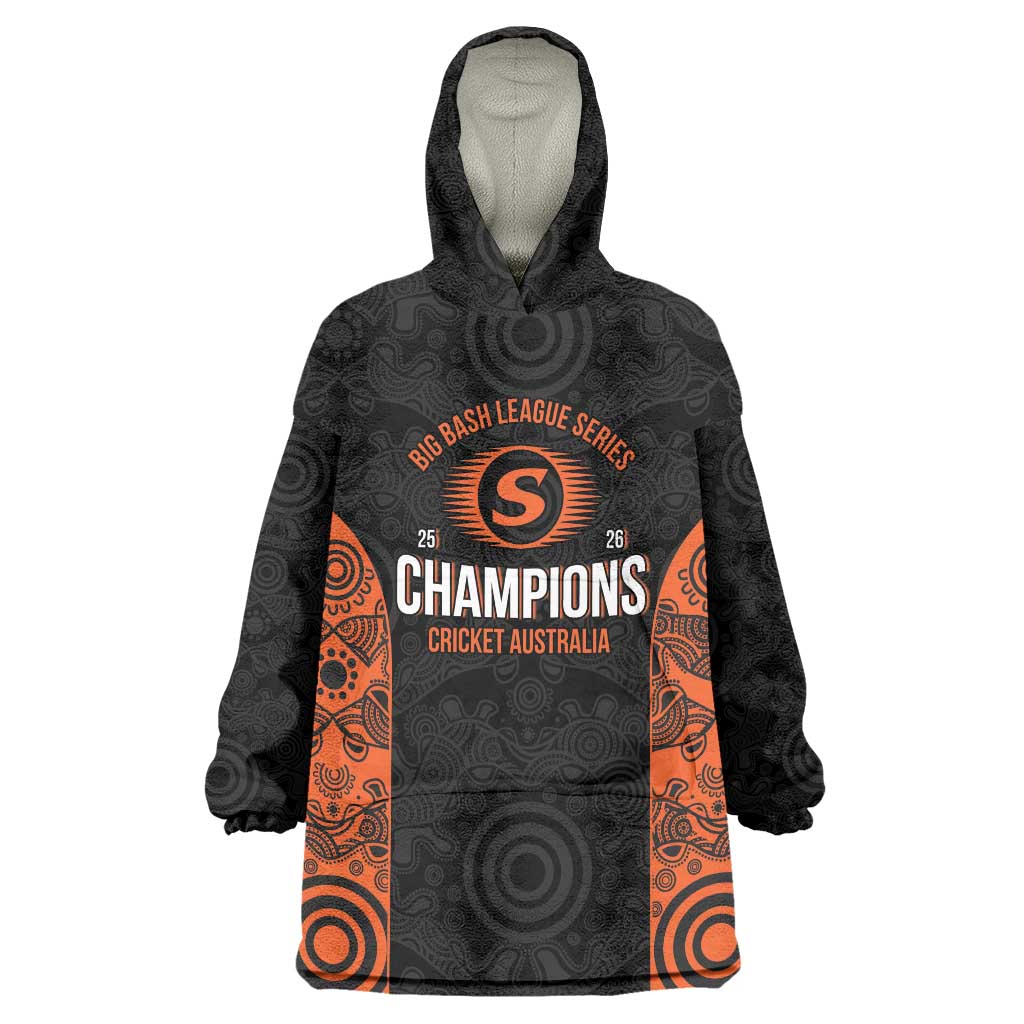 Cricket Australia Perth Champions 2026 Wearable Blanket Hoodie Black Aboriginal Dot Art