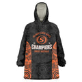 Cricket Australia Perth Champions 2026 Wearable Blanket Hoodie Black Aboriginal Dot Art