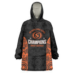 Cricket Australia Perth Champions 2026 Wearable Blanket Hoodie Black Aboriginal Dot Art