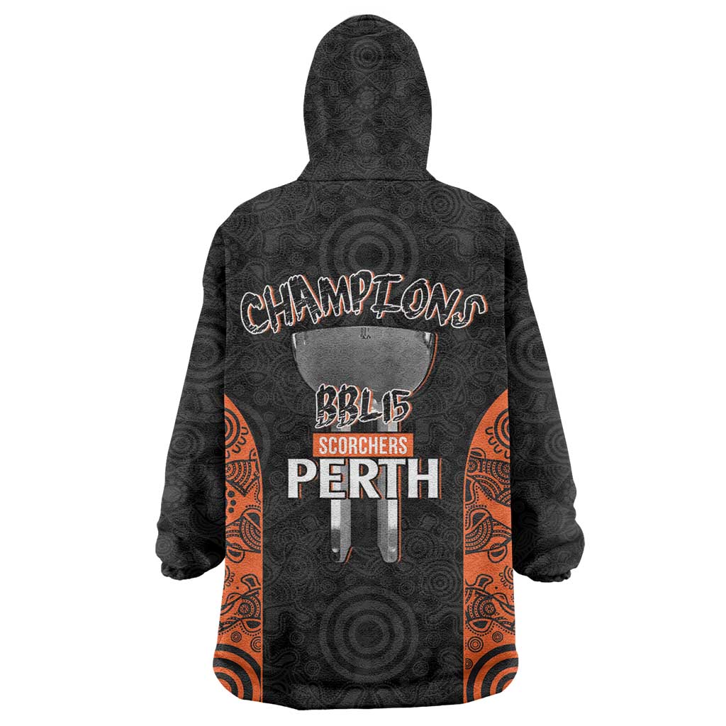 Cricket Australia Perth Champions 2026 Wearable Blanket Hoodie Black Aboriginal Dot Art