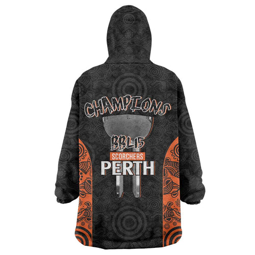 Cricket Australia Perth Champions 2026 Wearable Blanket Hoodie Black Aboriginal Dot Art