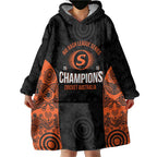 Cricket Australia Perth Champions 2026 Wearable Blanket Hoodie Black Aboriginal Dot Art