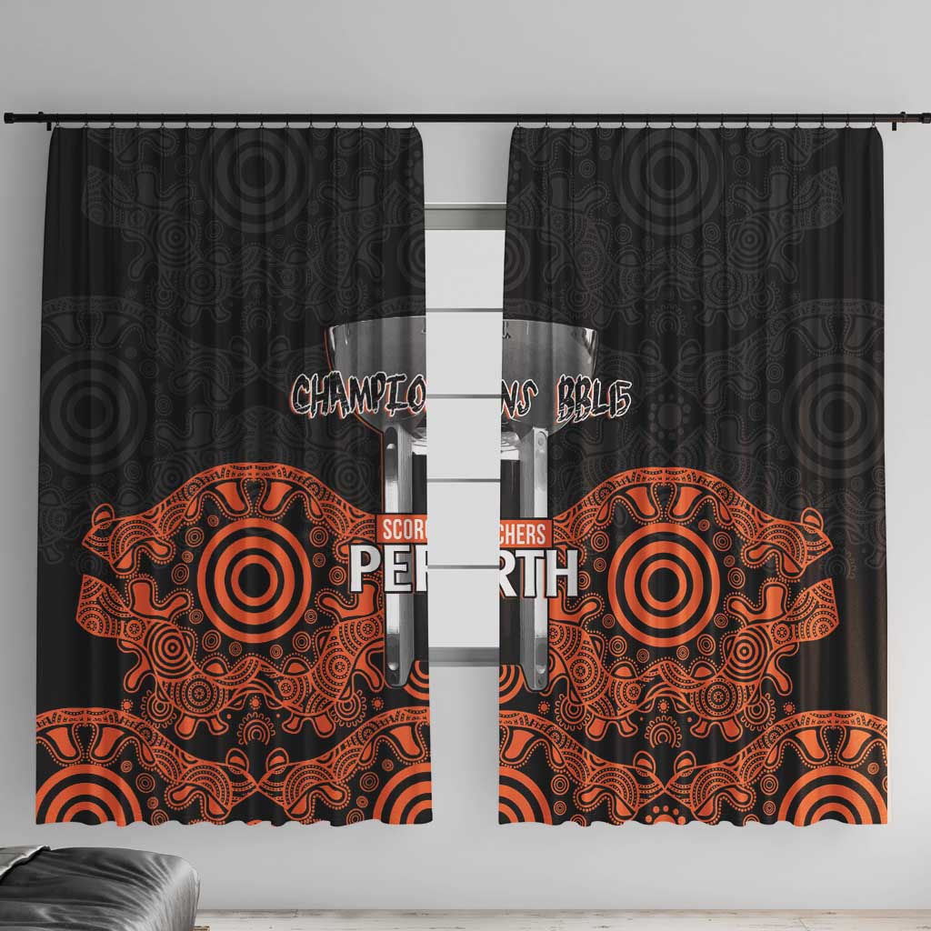Cricket Australia Perth Champions 2026 Window Curtain Black Aboriginal Dot Art