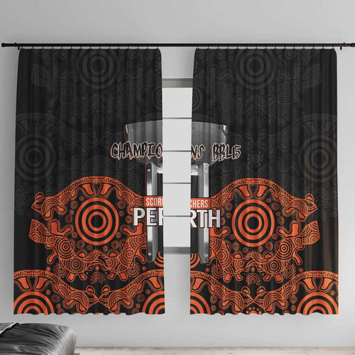 Cricket Australia Perth Champions 2026 Window Curtain Black Aboriginal Dot Art