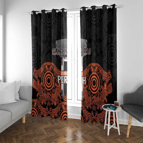 Cricket Australia Perth Champions 2026 Window Curtain Black Aboriginal Dot Art