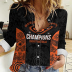 Cricket Australia Perth Champions 2026 Women Casual Shirt Black Aboriginal Dot Art