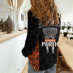 Cricket Australia Perth Champions 2026 Women Casual Shirt Black Aboriginal Dot Art