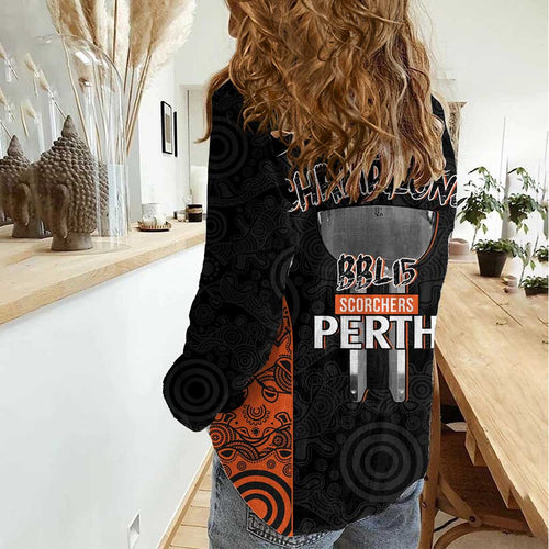 Cricket Australia Perth Champions 2026 Women Casual Shirt Black Aboriginal Dot Art