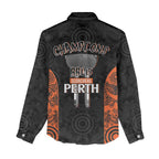 Cricket Australia Perth Champions 2026 Women Casual Shirt Black Aboriginal Dot Art