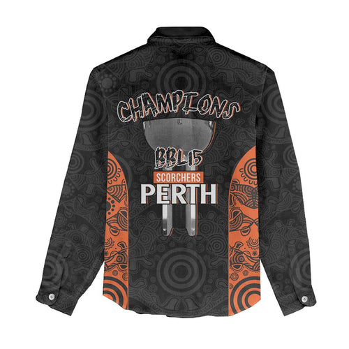 Cricket Australia Perth Champions 2026 Women Casual Shirt Black Aboriginal Dot Art