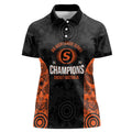 Cricket Australia Perth Champions 2026 Women Polo Shirt Black Aboriginal Dot Art