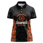 Cricket Australia Perth Champions 2026 Women Polo Shirt Black Aboriginal Dot Art