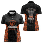Cricket Australia Perth Champions 2026 Women Polo Shirt Black Aboriginal Dot Art