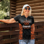 Cricket Australia Perth Champions 2026 Women Polo Shirt Black Aboriginal Dot Art