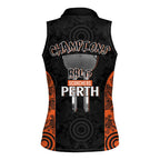 Cricket Australia Perth Champions 2026 Women Sleeveless Polo Shirt Black Aboriginal Dot Art