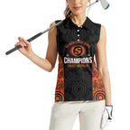 Cricket Australia Perth Champions 2026 Women Sleeveless Polo Shirt Black Aboriginal Dot Art
