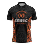 Cricket Australia Perth Champions 2026 Zipper Polo Shirt Black Aboriginal Dot Art