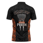 Cricket Australia Perth Champions 2026 Zipper Polo Shirt Black Aboriginal Dot Art
