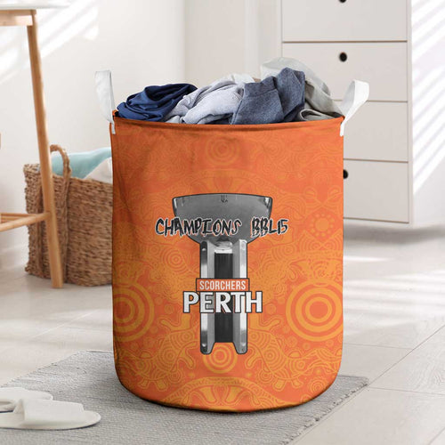 Cricket Australia Perth Champions 2026 Laundry Basket Gold Aboriginal Dot Art