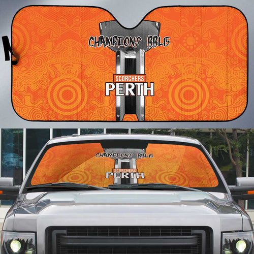 Cricket Australia Perth Champions 2026 Auto Sun Shade Gold Aboriginal Dot Art