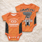 Cricket Australia Perth Champions 2026 Baby Onesie Gold Aboriginal Dot Art
