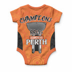 Cricket Australia Perth Champions 2026 Baby Onesie Gold Aboriginal Dot Art