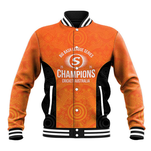 Cricket Australia Perth Champions 2026 Baseball Jacket Gold Aboriginal Dot Art
