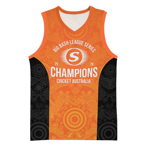 Cricket Australia Perth Champions 2026 Basketball Jersey Gold Aboriginal Dot Art
