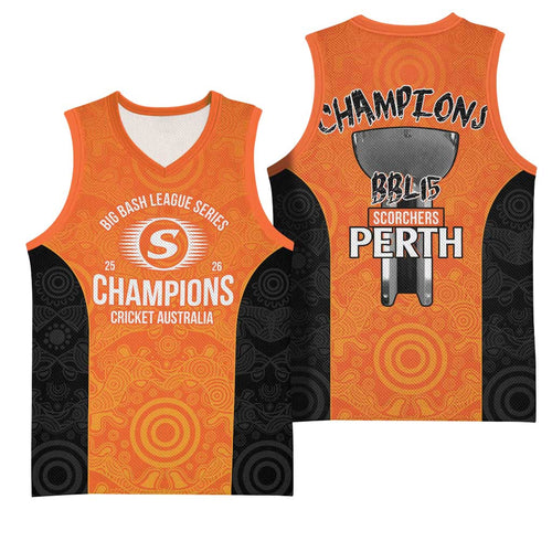 Cricket Australia Perth Champions 2026 Basketball Jersey Gold Aboriginal Dot Art