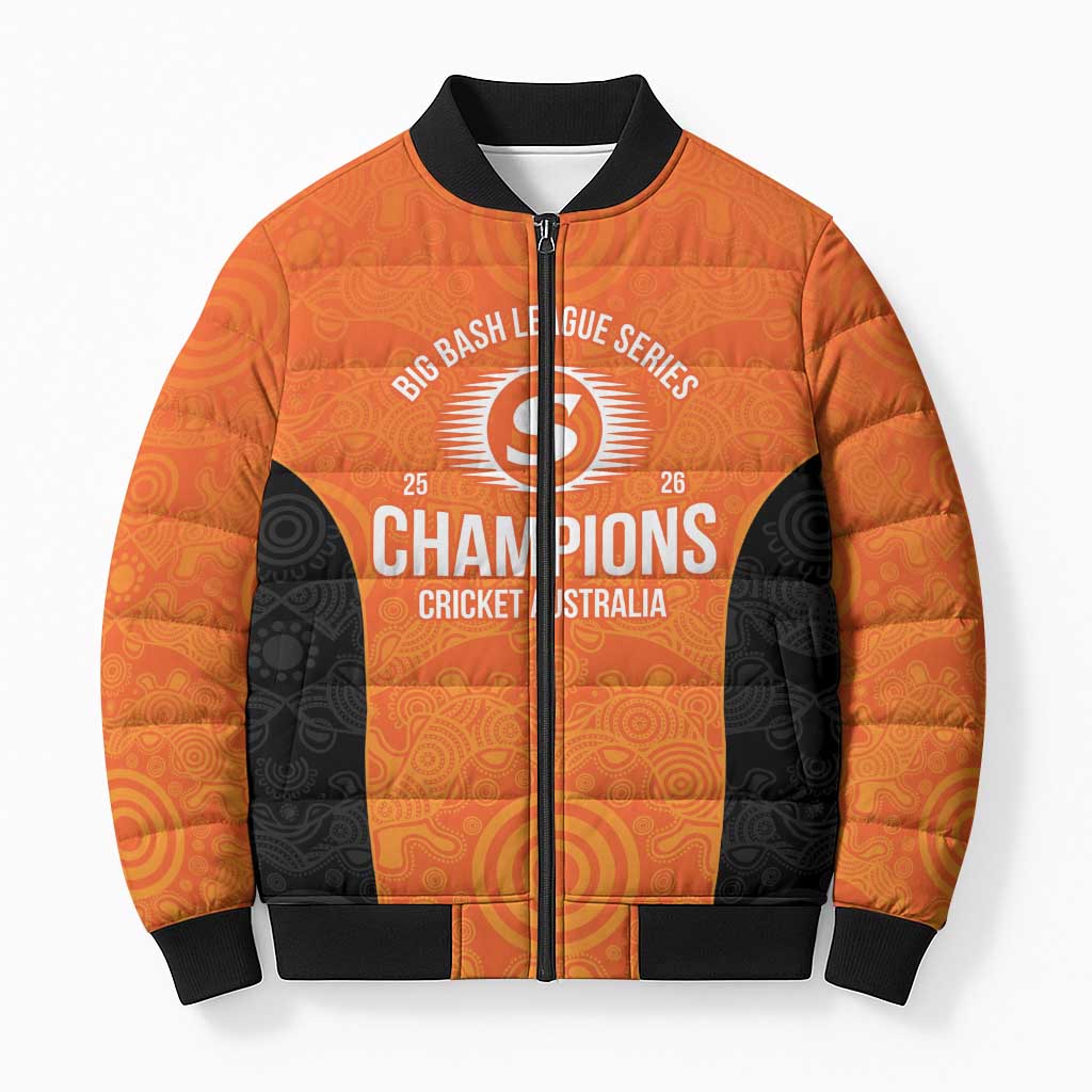 Cricket Australia Perth Champions 2026 Bomber Puffer Jacket Gold Aboriginal Dot Art