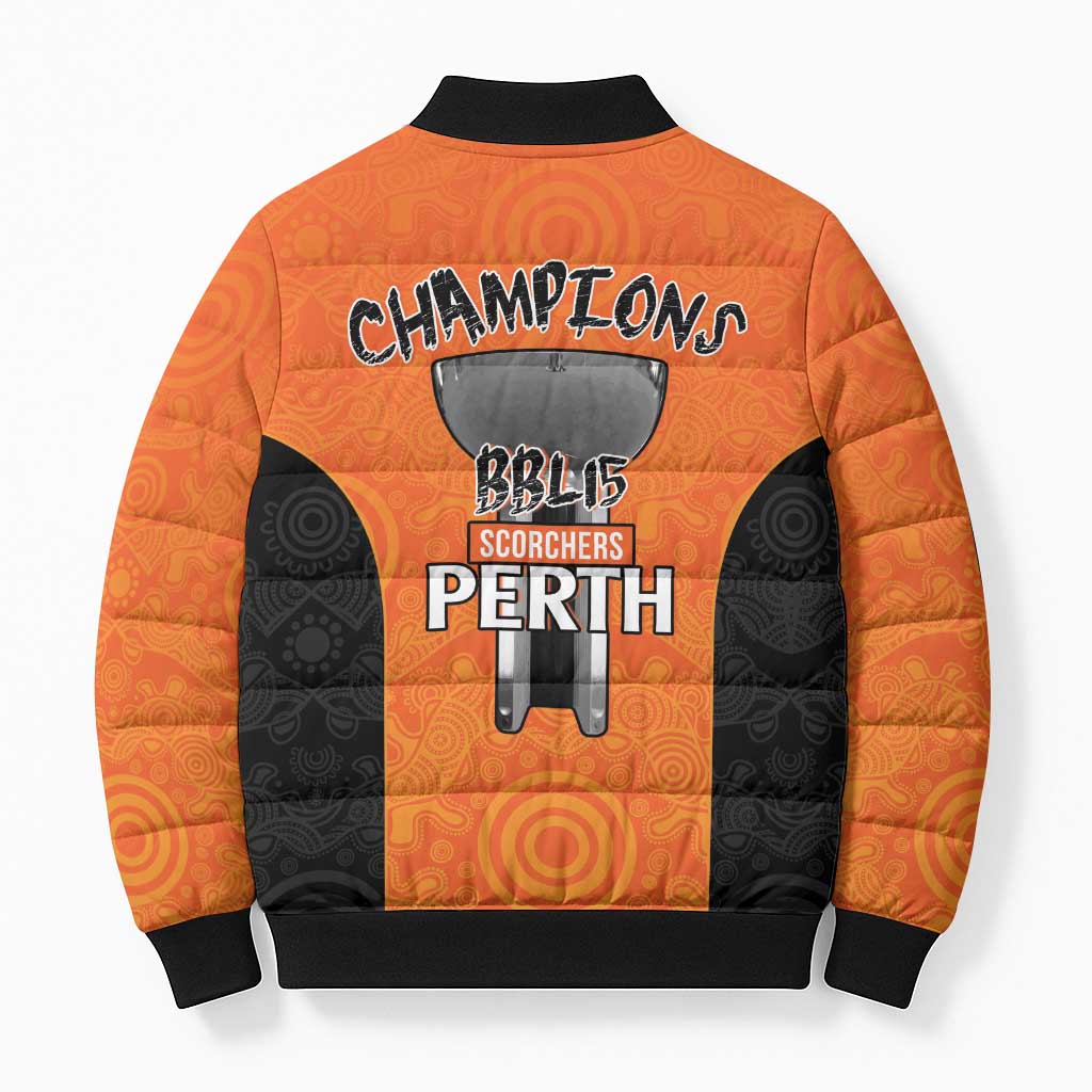 Cricket Australia Perth Champions 2026 Bomber Puffer Jacket Gold Aboriginal Dot Art