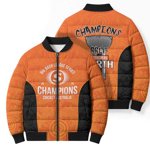 Cricket Australia Perth Champions 2026 Bomber Puffer Jacket Gold Aboriginal Dot Art