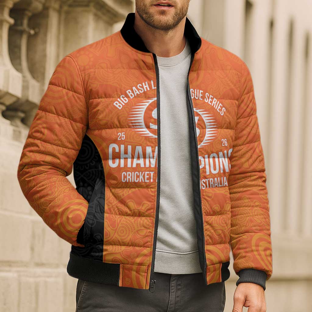 Cricket Australia Perth Champions 2026 Bomber Puffer Jacket Gold Aboriginal Dot Art